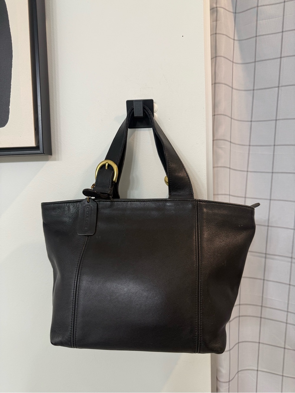 Vintage Coach (90’s) Waverly Leather Tote Bag- Black/Gold